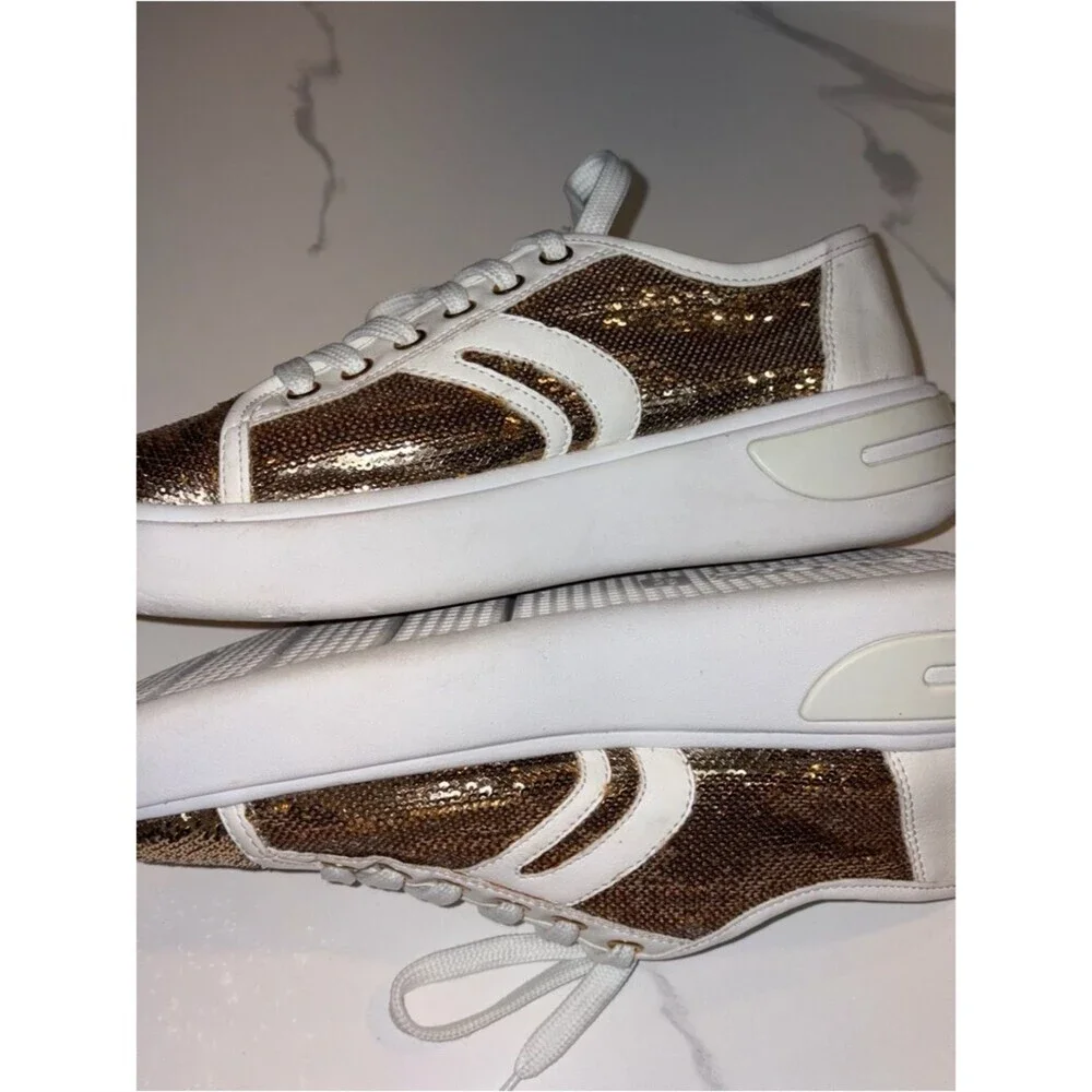 GEOX gold glitter leather sneakers 8